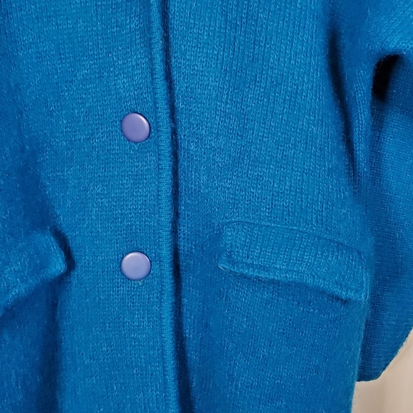 Vintage Turquoise Mohair Indie Button-Up Sweater Coat - Picture 4 of 14